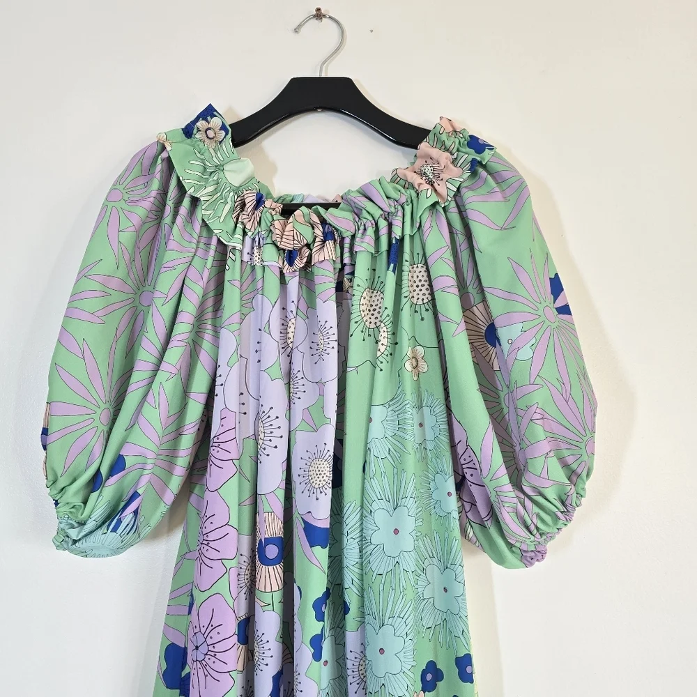 Anthropolgie Oopscool Off The Shoulder Printed Dress XS - Picture 5 of 9